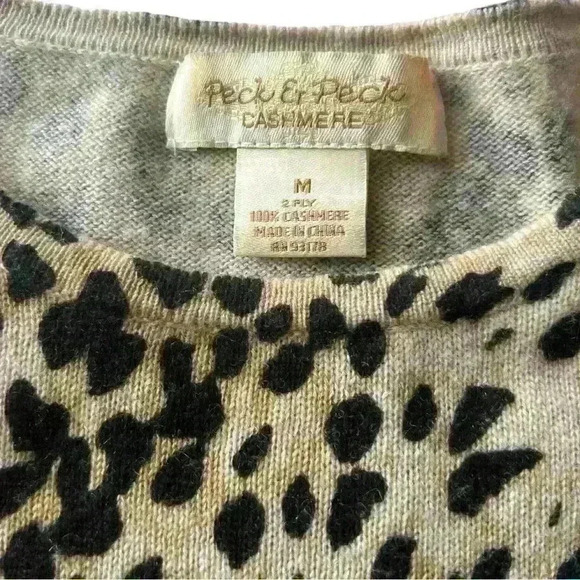 EUC Vintage Peck & Peck Cashmere Leopard Print Sweater Size M - Picture 3 of 3